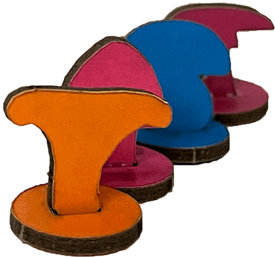 Mushroom tokens in player colors